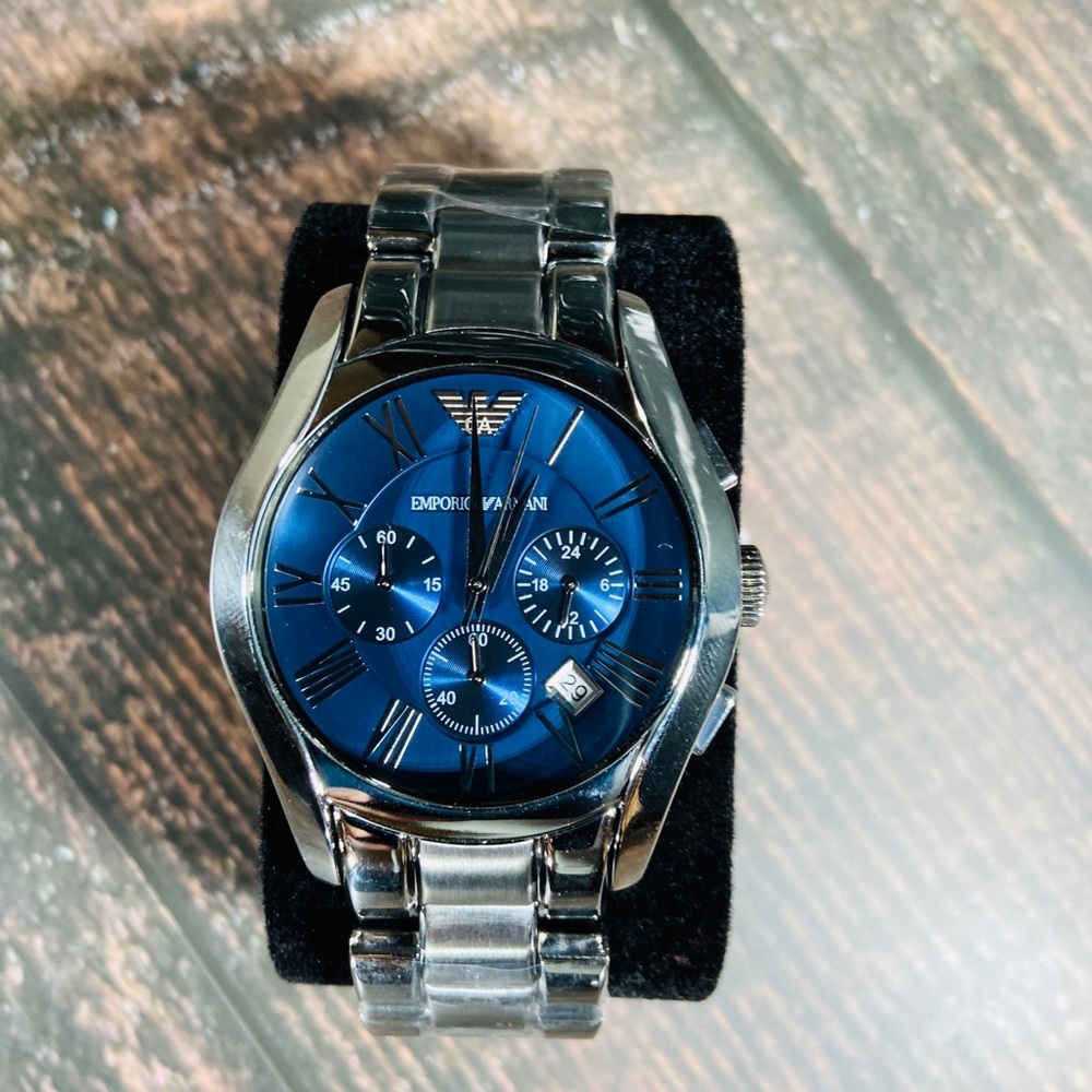 Emporio Armani AR1635 Mens Blue Dial Silver Watch